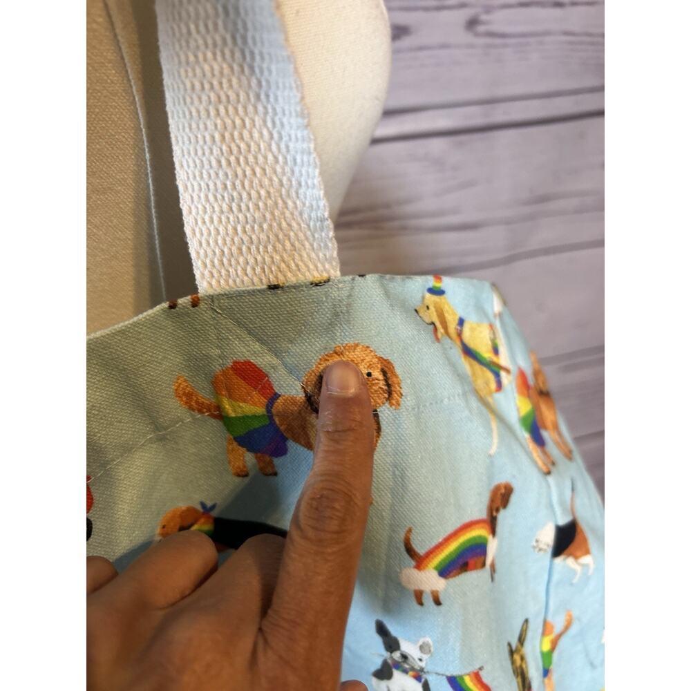 NWT CC California Pride Dog Print Canvas Tote Bag Rainbow - Picture 4 of 8
